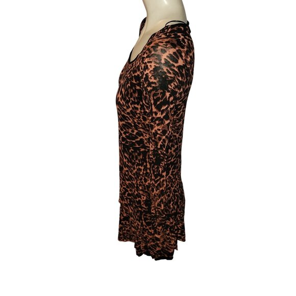 Kensie Pieces Leopard Print Long Sleeve Tunic Dress‎ M 100% Viscose mobwife - Picture 2 of 5
